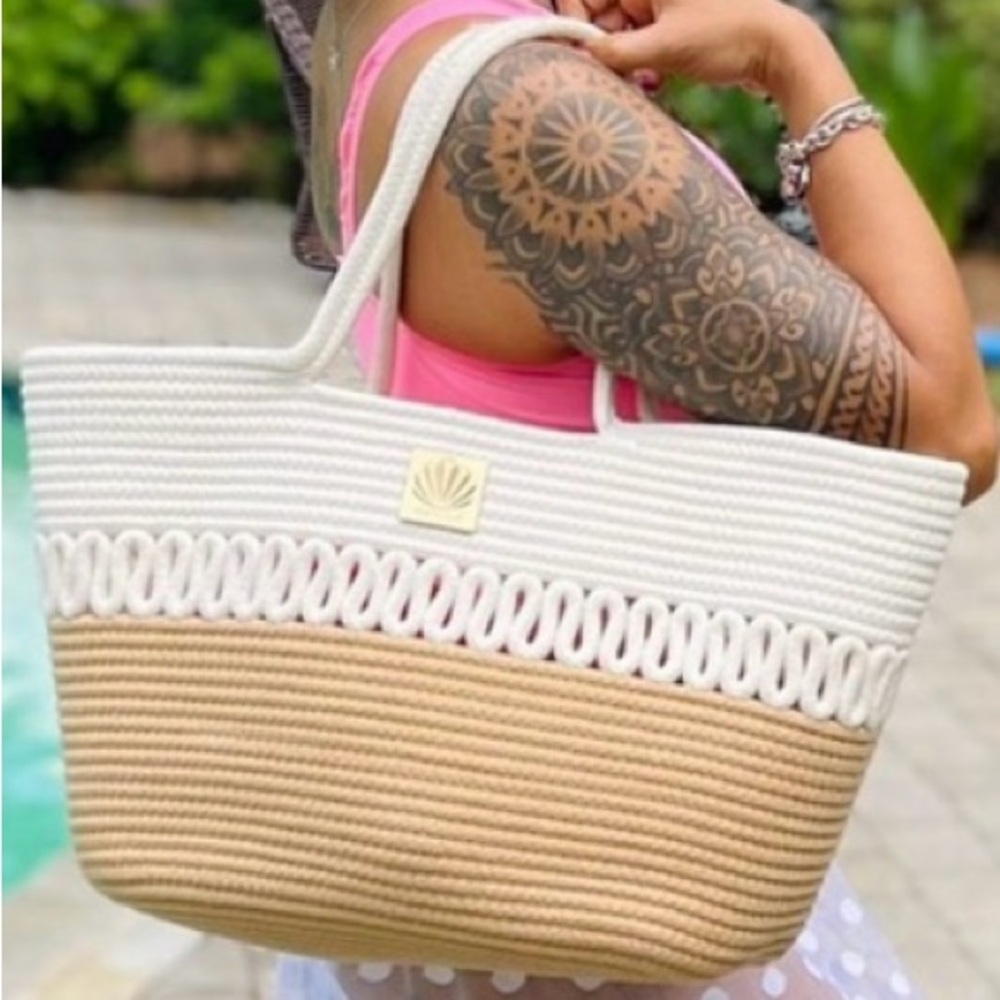 CAYMAN ISLAND Roped Woven Tote - Long Strap